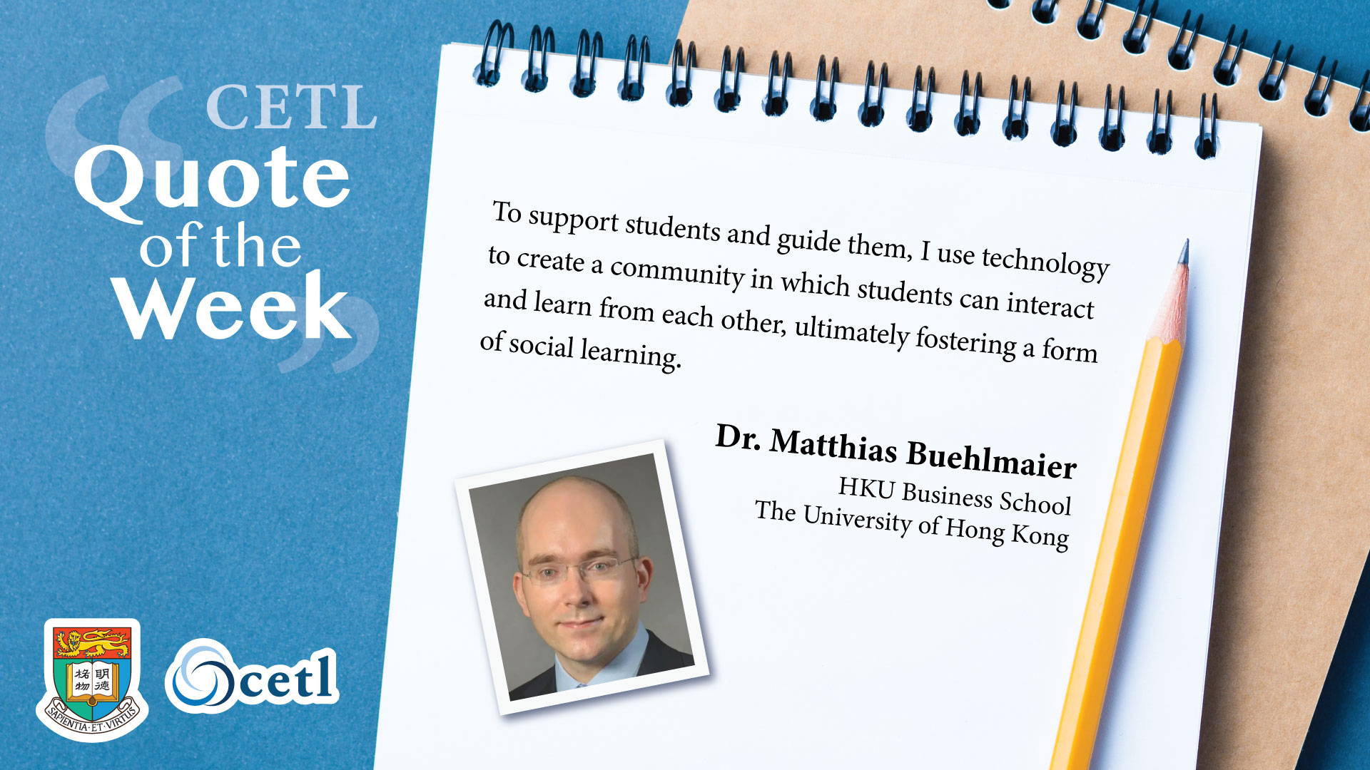 Dr. Matthias Buehlmaier - To support students and guide them, I use technology to create a community in which students can interact and learn from each other, ultimately fostering a form of social learning.